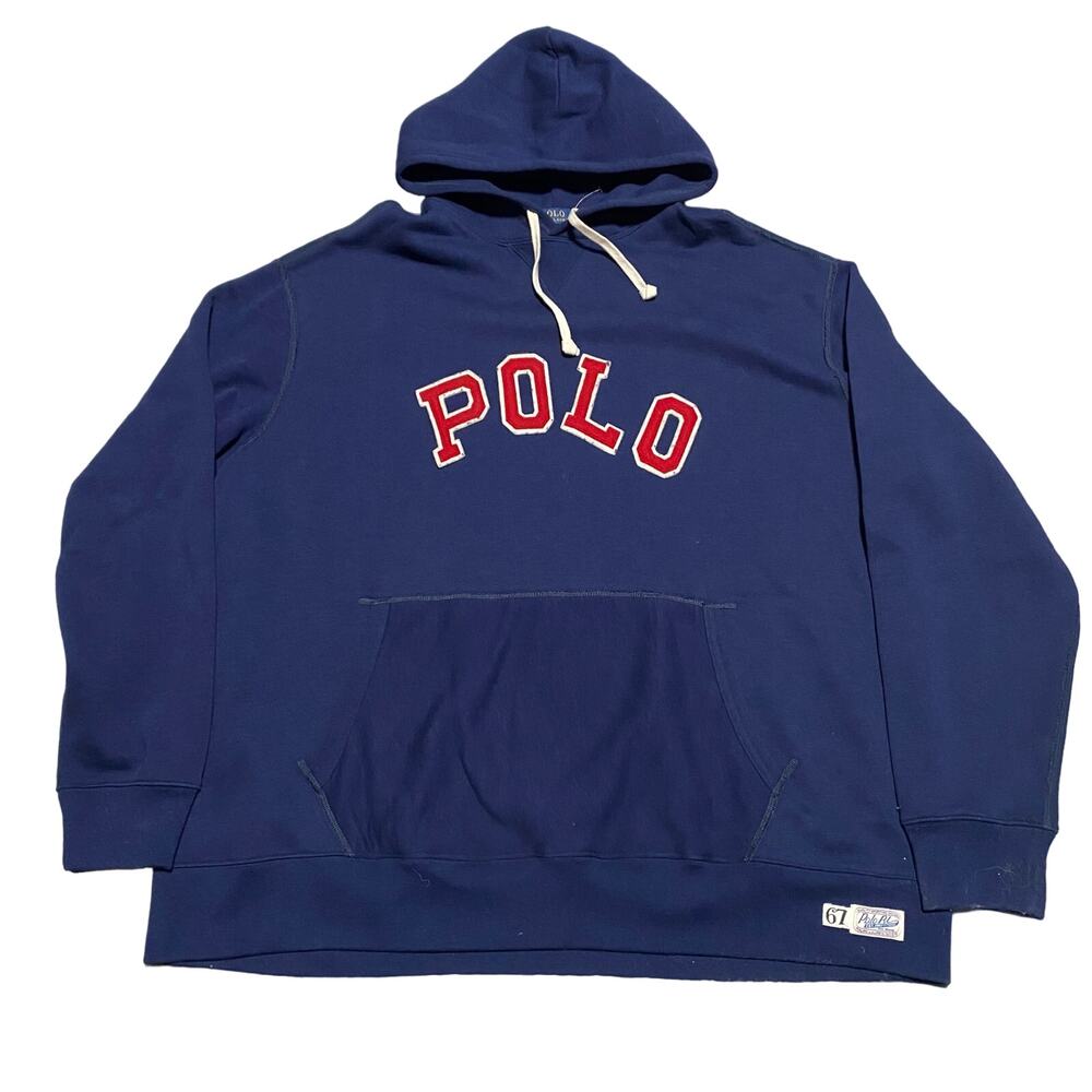 Polo by Ralph Lauren Navy Blue Hoodie with Red Lettering
